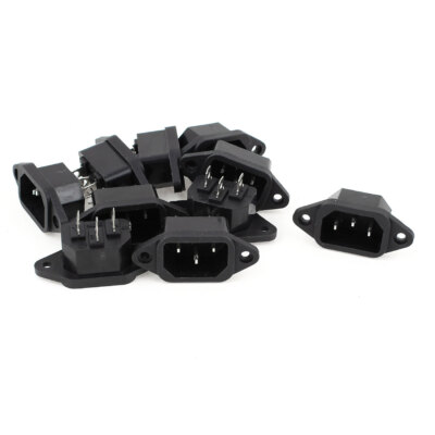 10 Stück IEC-320 C14 Stecker Leiterplattenmontage Schalttafeleinsatz AC 250V 10A