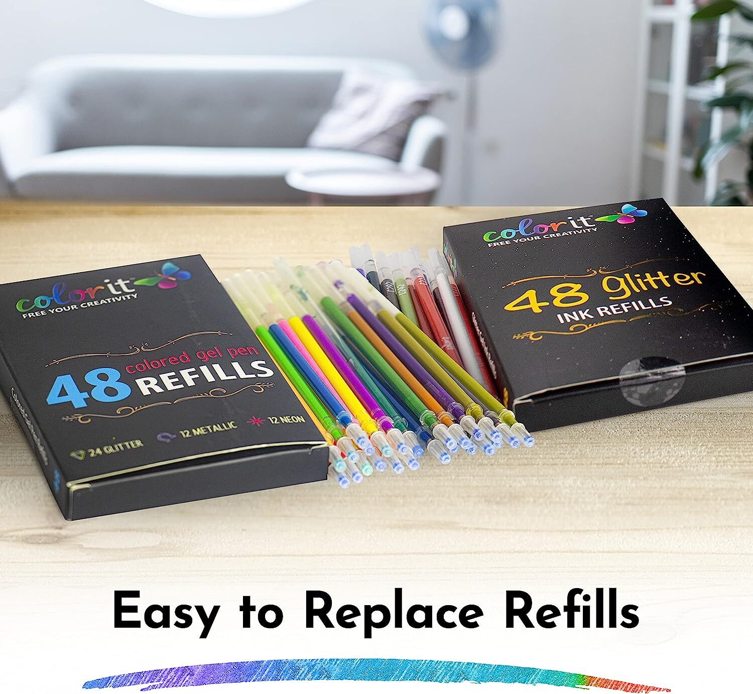 ColorIt Gel & Glitter Pens with Refills For Adult Coloring Books, 192