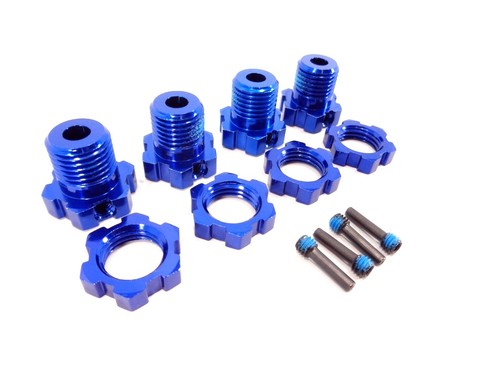 Traxxas Revo 3.3 17mm Blue Aluminum Splined Wheel Hexes Hubs Nuts Summit T-maxx - Picture 2 of 2