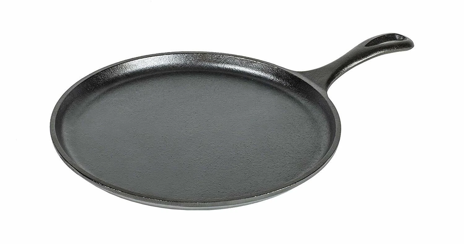 Lodge 10.5’’ Round Cast Iron Griddle Pan for Pancakes, Pizzas, and Quesadillas