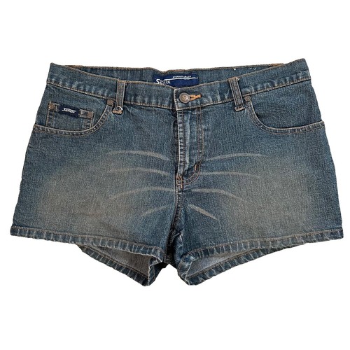 Vintage Y2K Squeeze Overall Shorts Womens MEDIUM Blue Denim Jeans  display picture 1