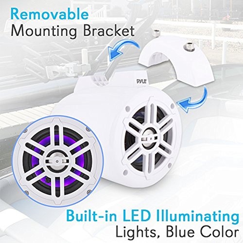 Pyle Bluetooth White Waterproof Marine Wakeboard Tower LED 4" Speakers (Pair) - Picture 2 of 7