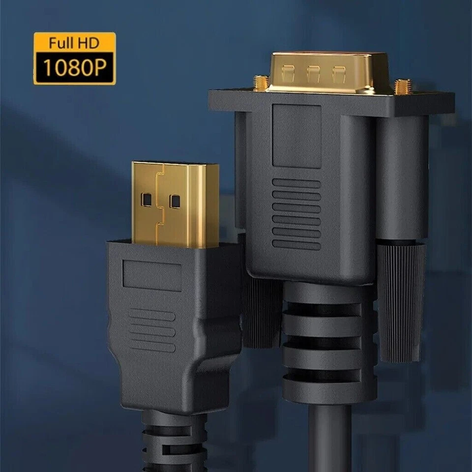 HDMI-Stecker auf VGA-Stecker 1080P 60Hz HDMI- Kabel zu VGA-Adapter, 1,8 Meter - Bild 2 von 4