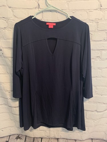 Sunny Leigh Top Womens X Large Navy Blue  Cutout Flattering