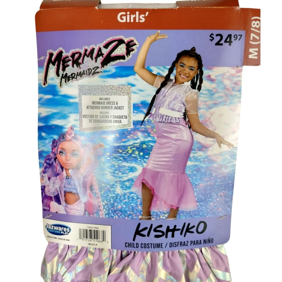 Fantasia de vestido sereia e jaqueta bombardeiro Mermaze Mermaidz meninas M (7/8) KISHIKO - Imagem 2 de 4