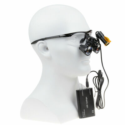 Loupes Binoculaires Dentaires 3,5x Avec Lumière Frontale LED 5W - Filtre Optique - Boîtier Métal - Neuf