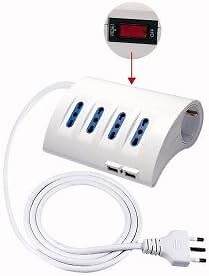 Presa Multipla da Scrivania 5 Posti con Interruttore e 2 Prese USB