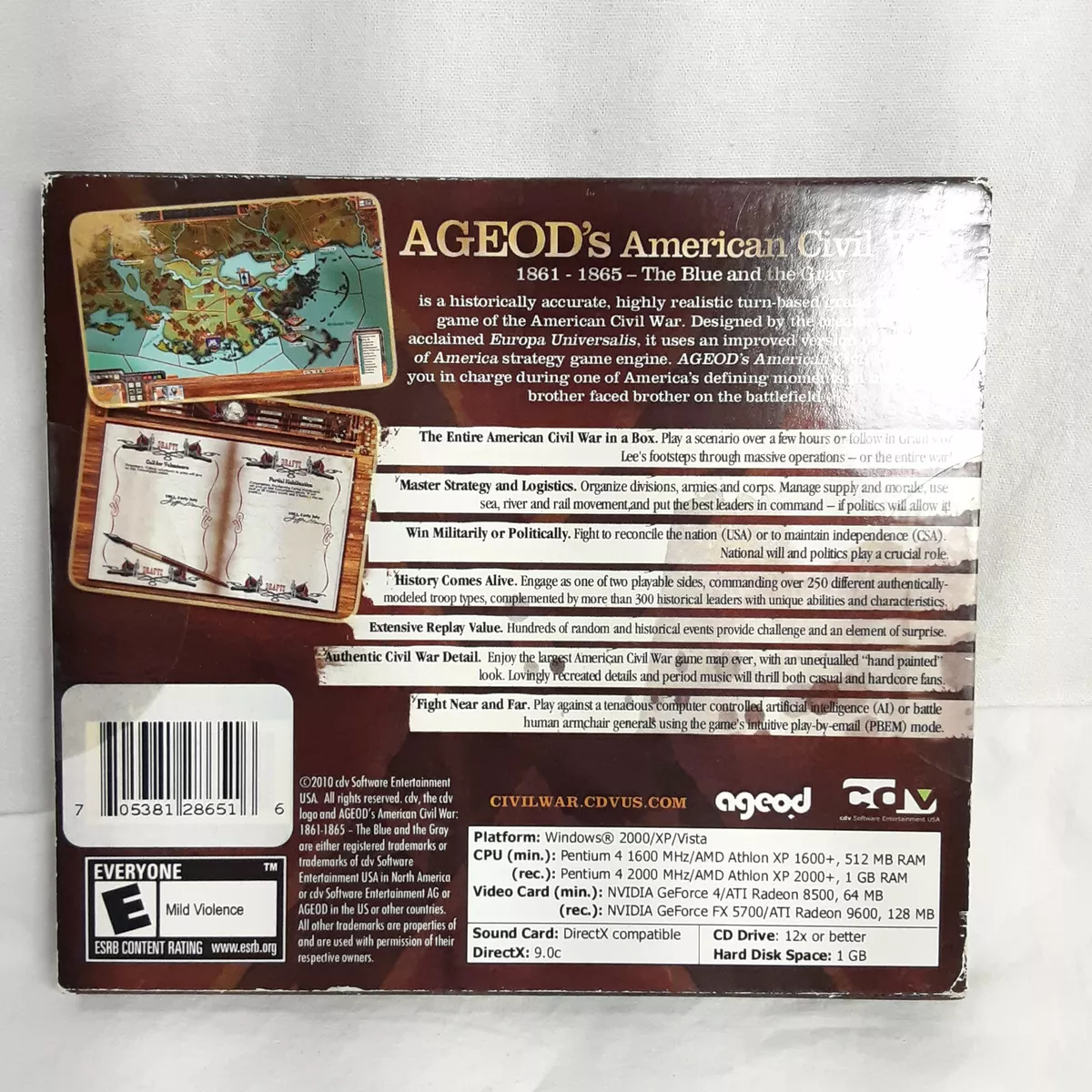 Ageod's American Civil War: 1861-1865 The Blue and The Gray Windows PC Game  New 852898000958