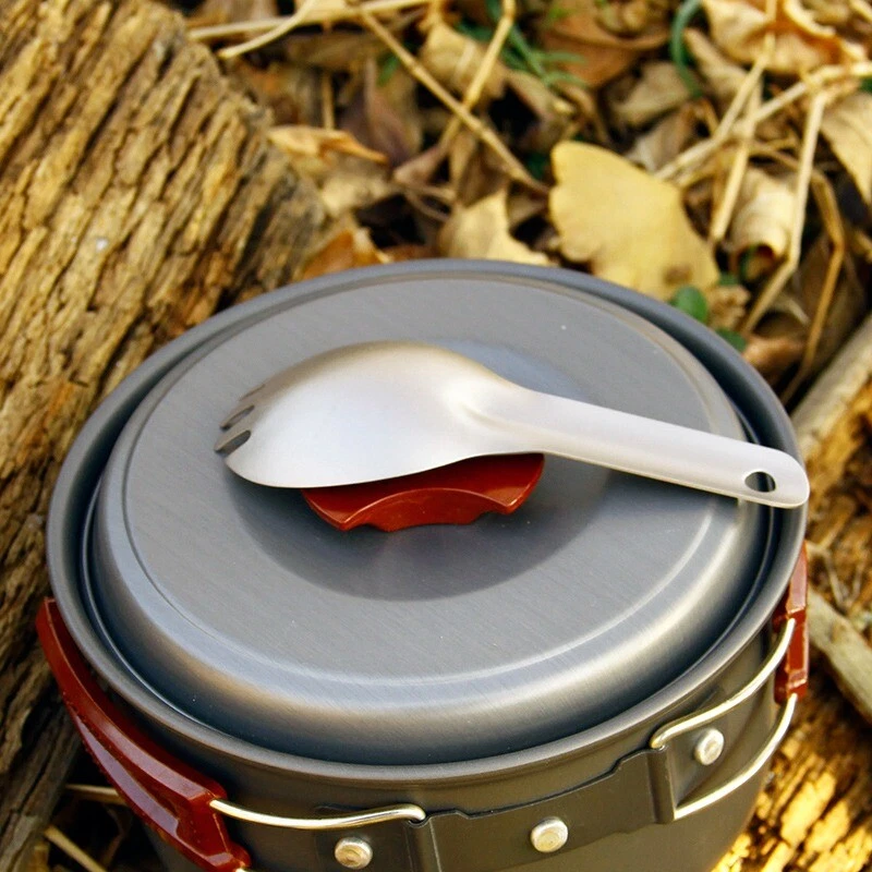 Cuchara de titanio Spork portátil ultraligera mango corto camping vajilla al aire libre Foto 3 de 4