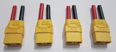4X XT90 FEMALE CONNECTOR PLUG PIGTAIL ADAPTER 10AWG AMASS TURNIGY 4.5MM RC
