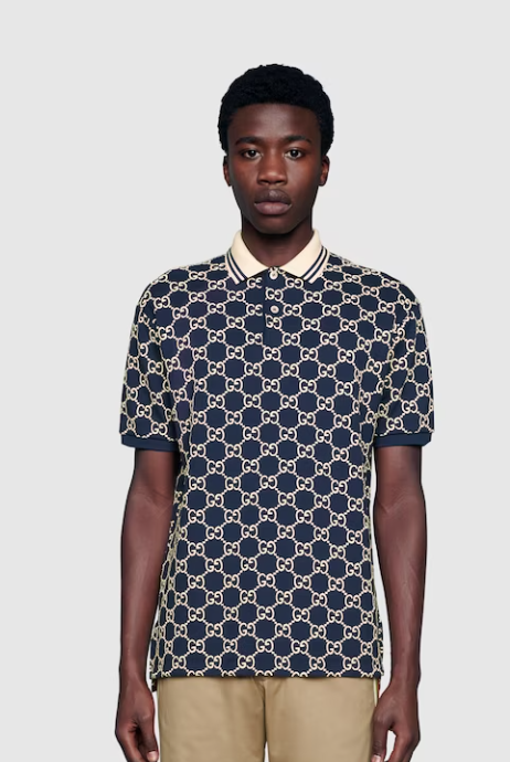 GUCCI GG Men's MONOGRAM Logo Embroidery Cotton Polo Shirt GUCCI GG Men's MONOGRAM Logo Embroidery Cotton Polo Shirt