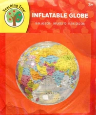 Inflatable World Globe Beach Ball Teach Geography To Kids Teaching Tree 11.5"