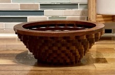 Wooden Scroll Saw Scalloped Honeycomb Deco Bowl Studio Art - Hand Carved