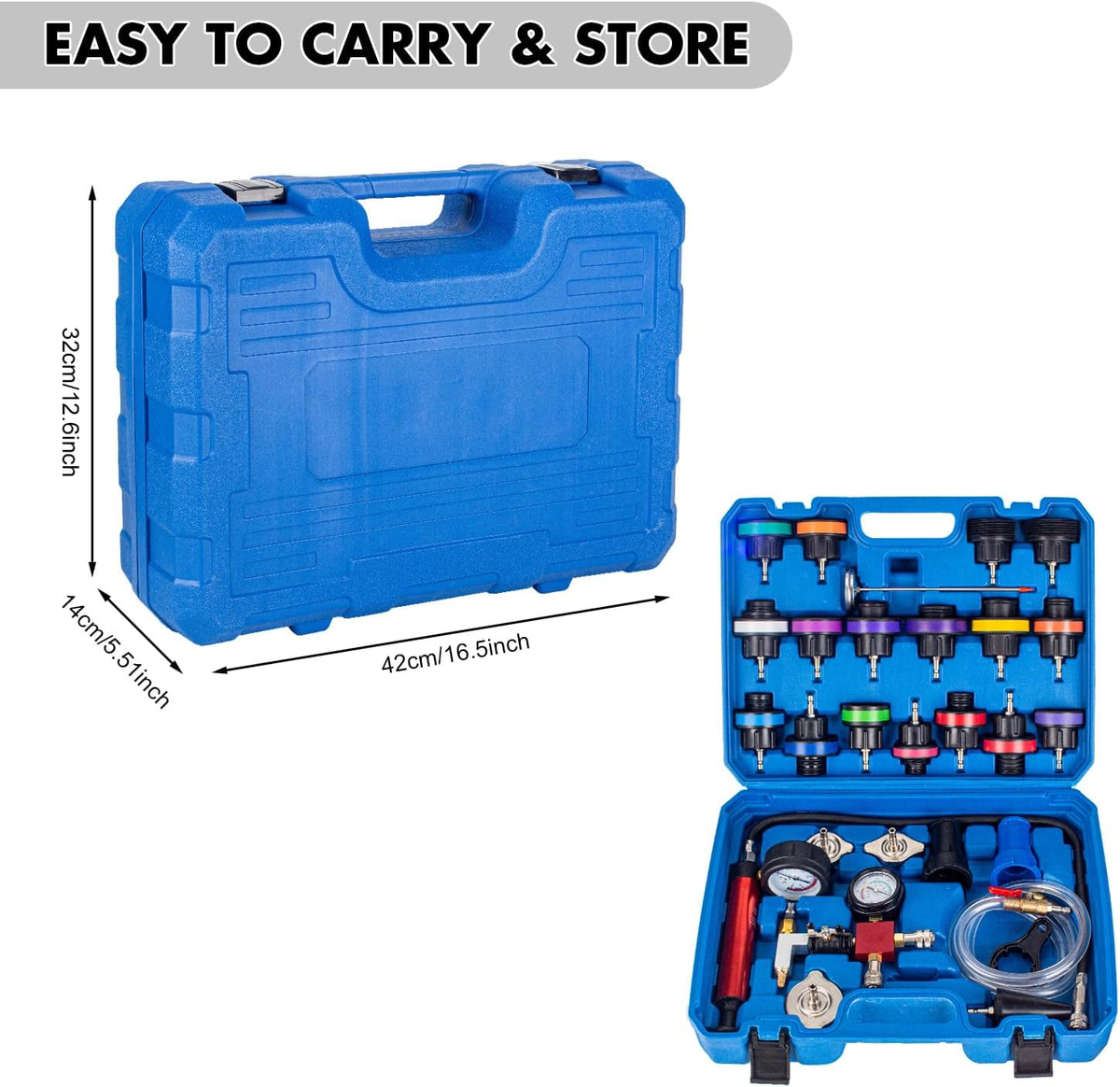 Kit Tester Pressione Radiatore 28 Pezzi - Per Sistema Di Raffreddamento Auto - Foto 9