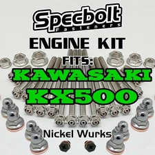 KX500 Engine Rebuild Bolt Kit for Kawasaki KX 500 Specbolt Nickel Wurks Ti Look