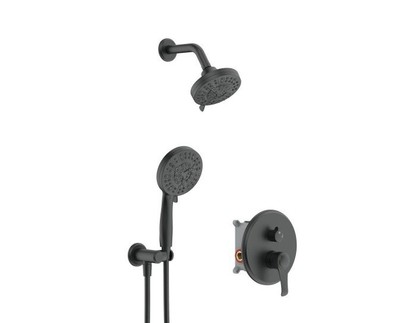 Flynama 9-Spray Patterns Wall Mount Rain Multi Function Dual Shower Head Black