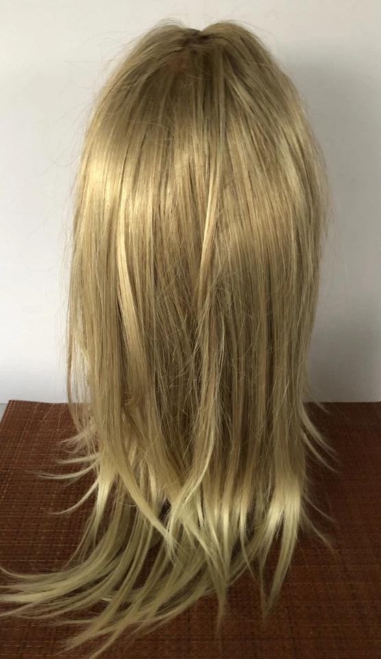 Peluca Beverly Johnson larga rubia con flequillo fibra modacrílica muy bonita Foto 3 de 4