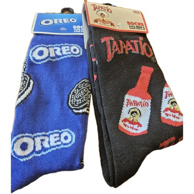 Mens Novelty Socks Tapatio & Oreo Crew Size 6-12 Lot of 2