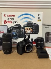 Canon EOS Rebel T6 DSLR Camera Bundle w/18-55mm  75-300mm Lens  Bag