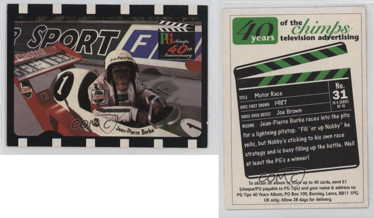 1996 PG Tips 40 Years of the Chimps Television Advertising Motor Race #31 0n8