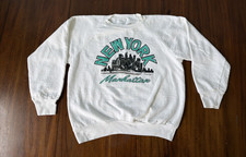 New York Manhattan 1991 Skyline Graphic Sweatshirt Size Large Vintage