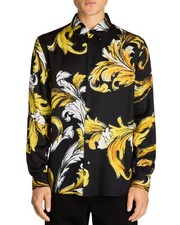Versace Jeans Couture Barocco Print Regular Fit Twill Shirt Men's S Black/Gold
