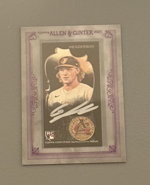 2023 Allen & Ginter Gunnar Henderson x Mini Framed Auto Orioles MA-GH /15 RARE
