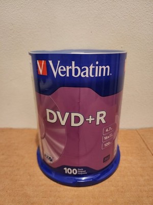 Sealed Verbatim DVD+R 4.7GB 16X with Branded Surface 100 Pack (95098)