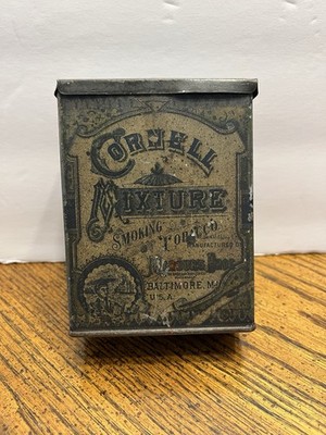 Antique 1920s Cornell Mixture Smoking Tobacco Tin Container Advertising 