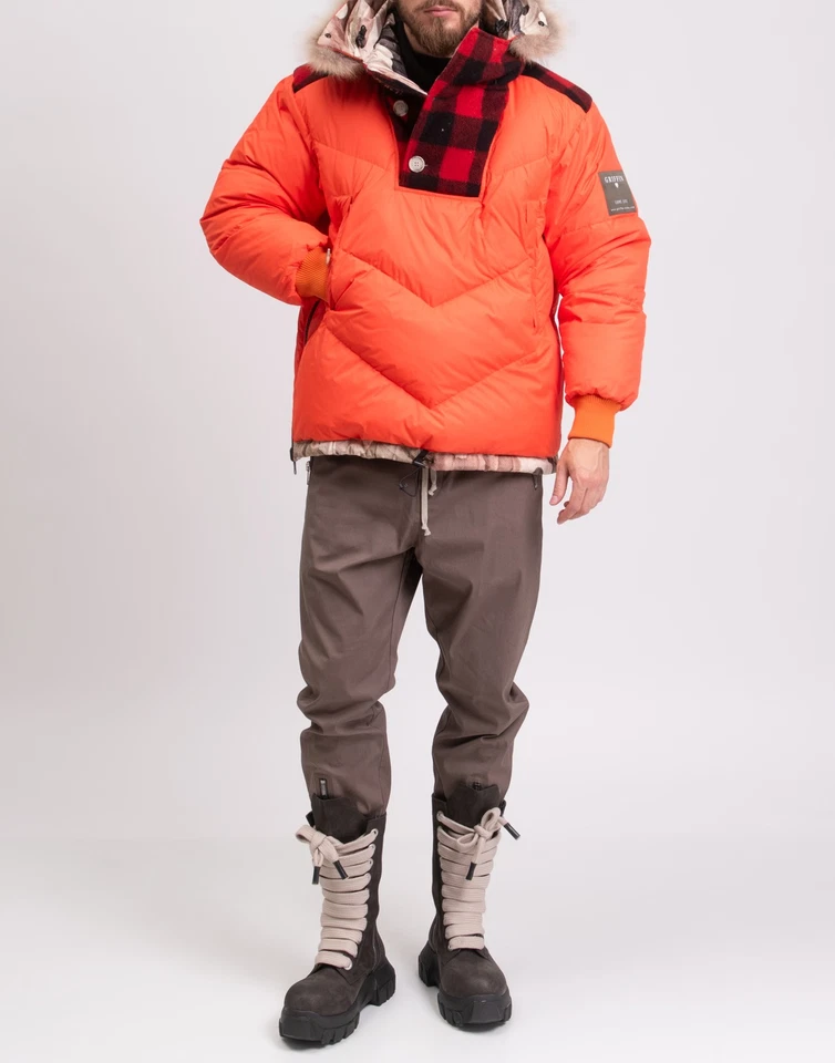 RRP €1100 WOOLRICH x GRIFFIN Down Cagoule Jacket US XS EU S Camo Coyote Fur Trim - Image 2 of 4