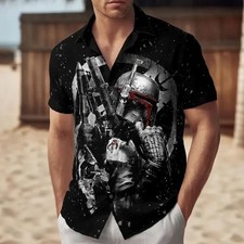 Disney Star Wars Boba Fett Sci Fi Aloha Vacation Summer Hawaiian Shirt