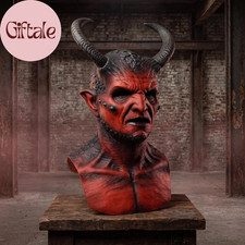 Latex Demon Mask with Horns Realistic