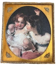 VTG Oval Victorian GoldFramed Oil Painting of Sisters J.C. Penney’s Large 32x28