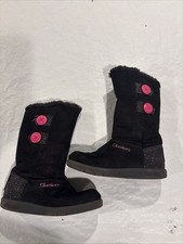 SKECHERS Toasty Toes Girls Black Faux Fur Lined Boots Size 1