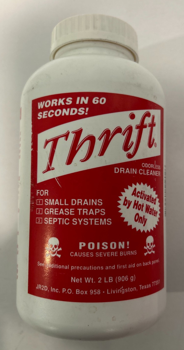 Thrift T-200 Odorless Drain Cleaner (2 lb.) Container New FREE SHIPPING