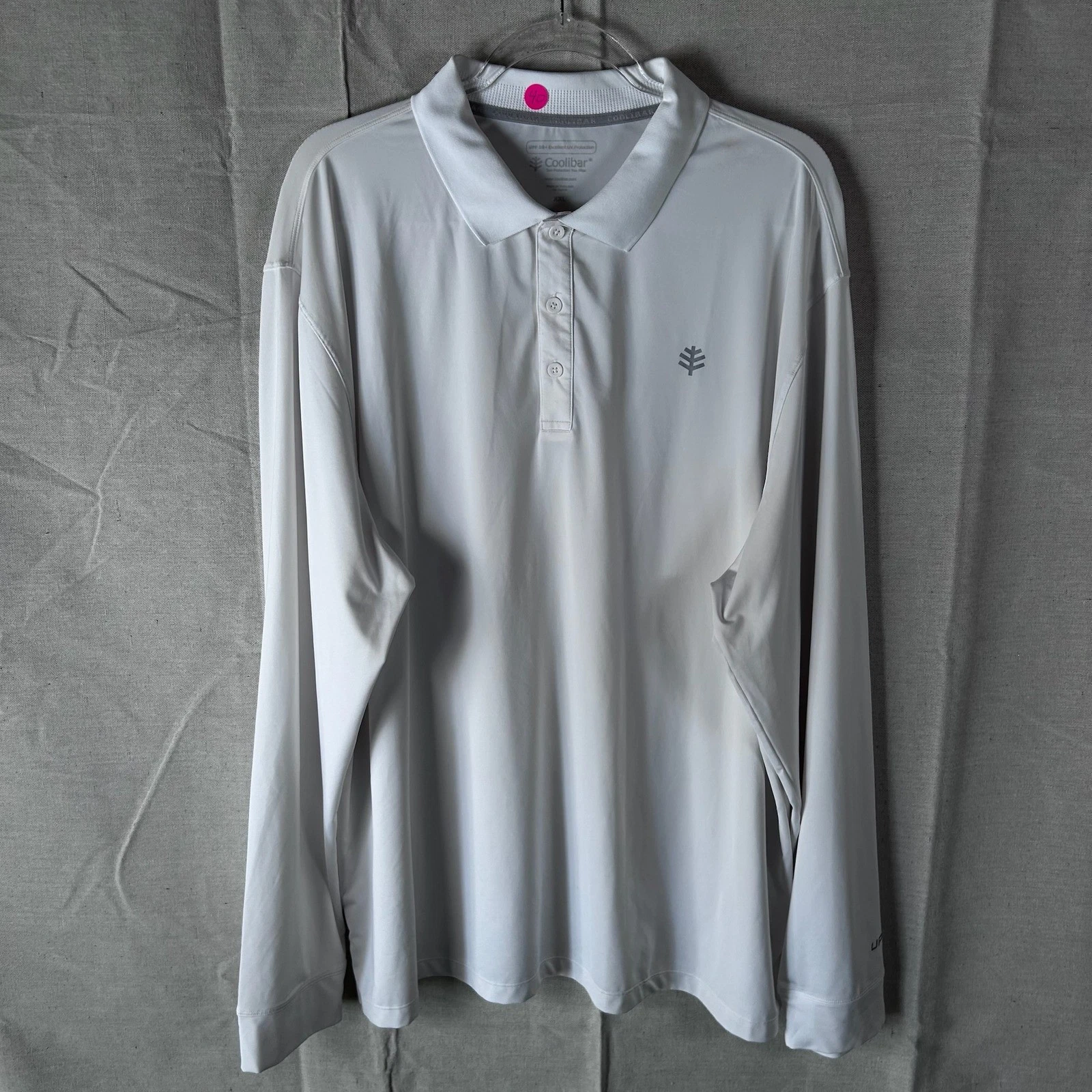 Coolibar Mens XXL White Long Sleeve Golf Polo UPF 50+ Sun Protection 01587