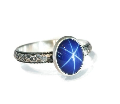 Stern Saphir Ring Diamant Blume 925 Sterling Silber N-S (10x8mm Lab Created)