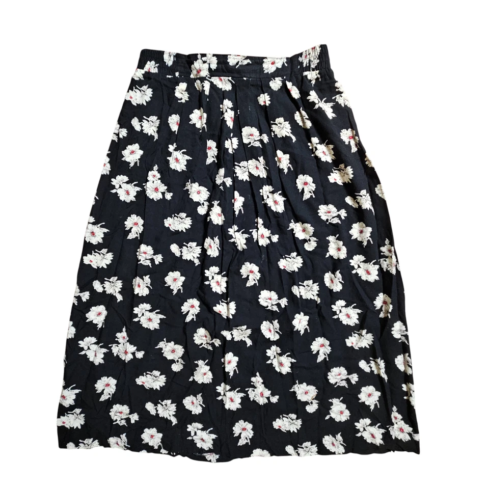 Vintage Norton McNaughton Petite Floral Pleated Midi Skirt 6 Cottagecore 90s - Image 4 of 4