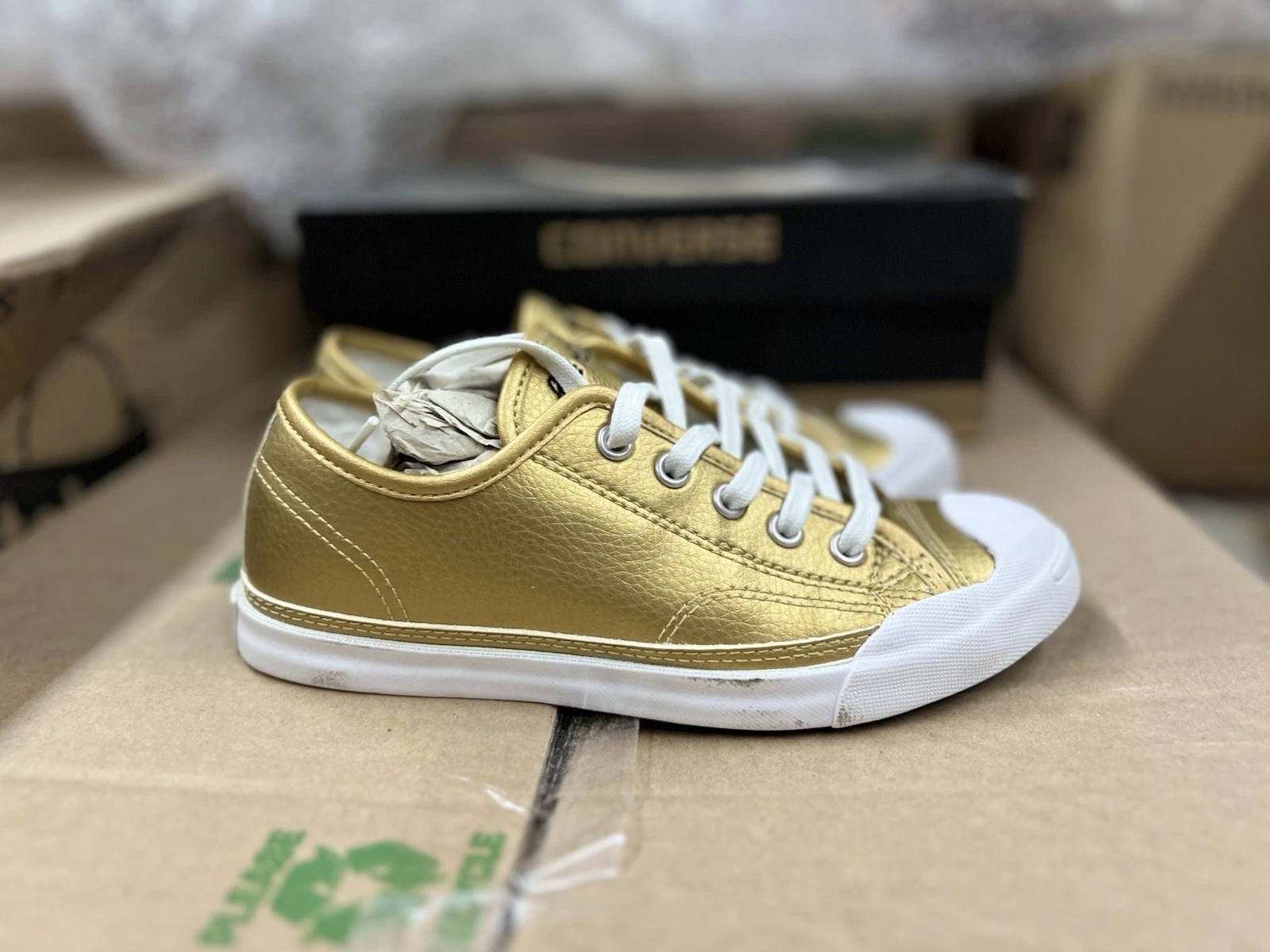 Sneakers donna Converse Jack Purcell stringate basse pelle oro taglia 5