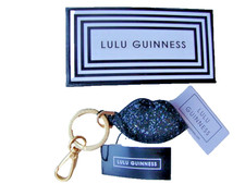 Lulu Guinness BLACK GLITTER Handbag Charm /Keyring BNIB -RRP £55