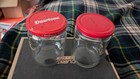 Job Lot of Two Clear Glass Medium Jar with Red Lid