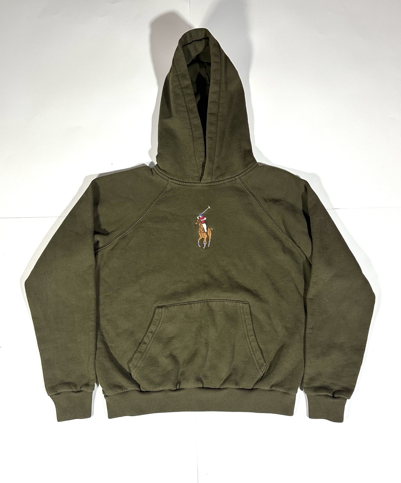 Felpa con cappuccio Ralph Lauren donna grande pony pile cavaliere ricamata verde piccola $128