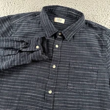 Marine Layer Shirt Mens M Navy Striped Long Sleeve Button Down Cotton Pocket