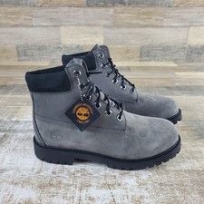 Timberland Premium 6" Youth Boots Sz 7 M Dark Gray Comfort Waterproof Nubuck