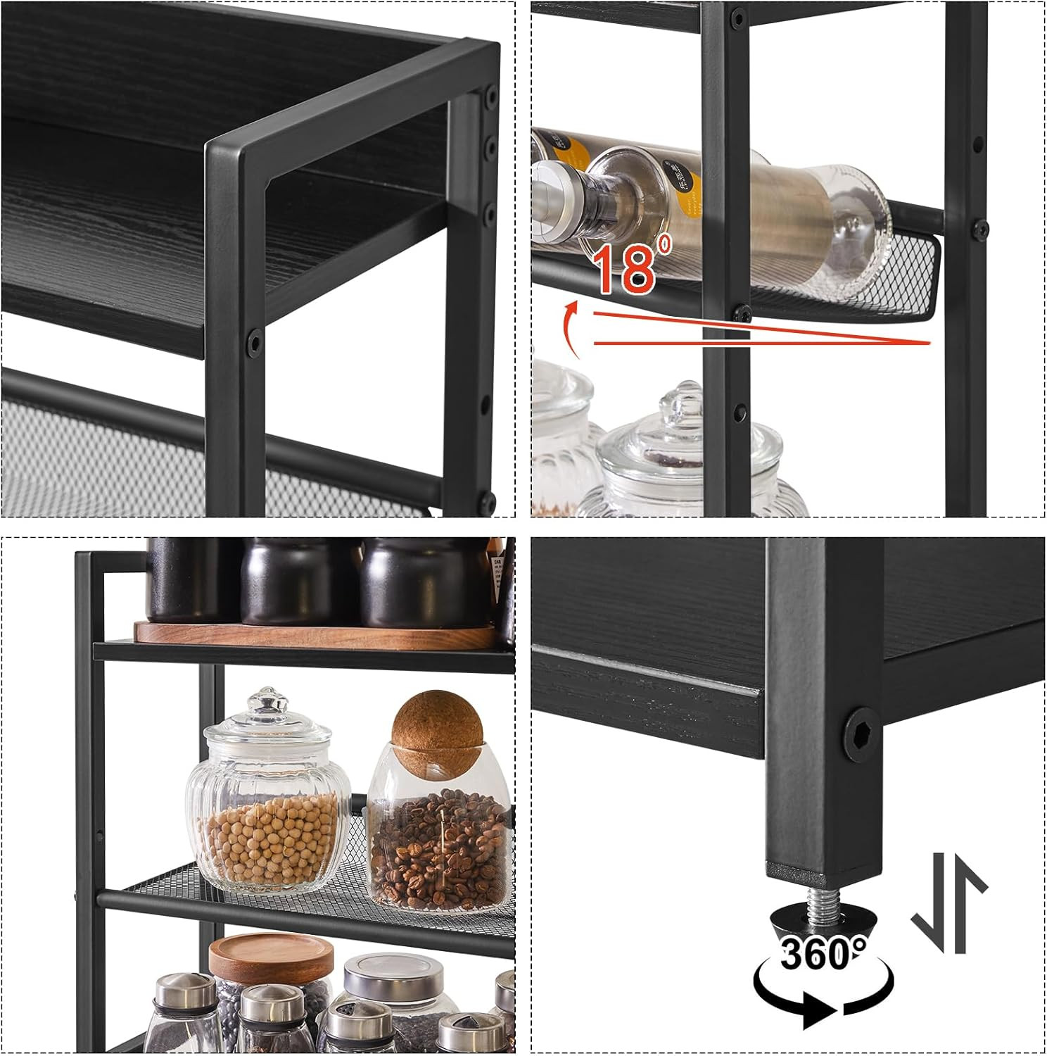 3-Tier Spice Rack Industrial Counter Shelf Desktop Storage Organizer Standing Se