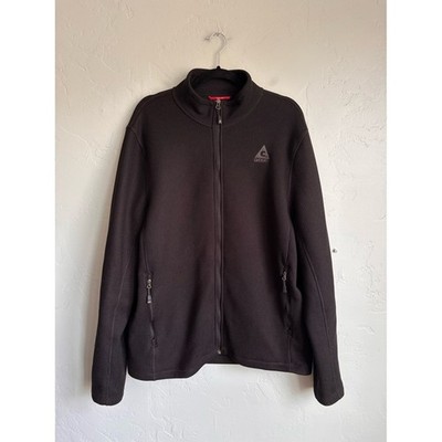 Gerry Weber Men's Black Heavy Waffle Knit Fleece Lined Zip Up Jacket Large EUC