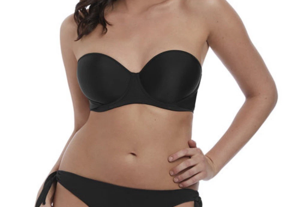 FREYA DECO SWIM BLACK UNDERWIRE MOULDED BANDEAU BIKINI TOP SIZE 30H Foto 3 de 4