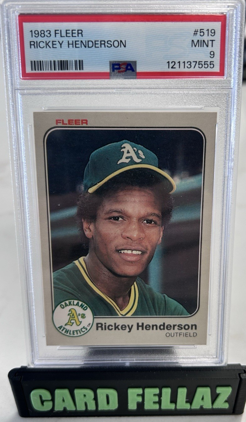1983 FLEER #519 RICKEY HENDERSON ATHLETICS HOF PSA 9