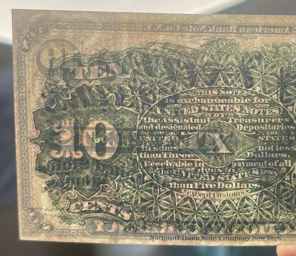 NICE 1863 US 10 Cents Fractional Currency 4th Issue ALMOST UNCIRCULATED PQ+ - Image 4 of 4