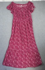 Terra & Sky Dress Womens 1X Pink Maxi Tiered Plus Size Cottagecore Prairie NEW